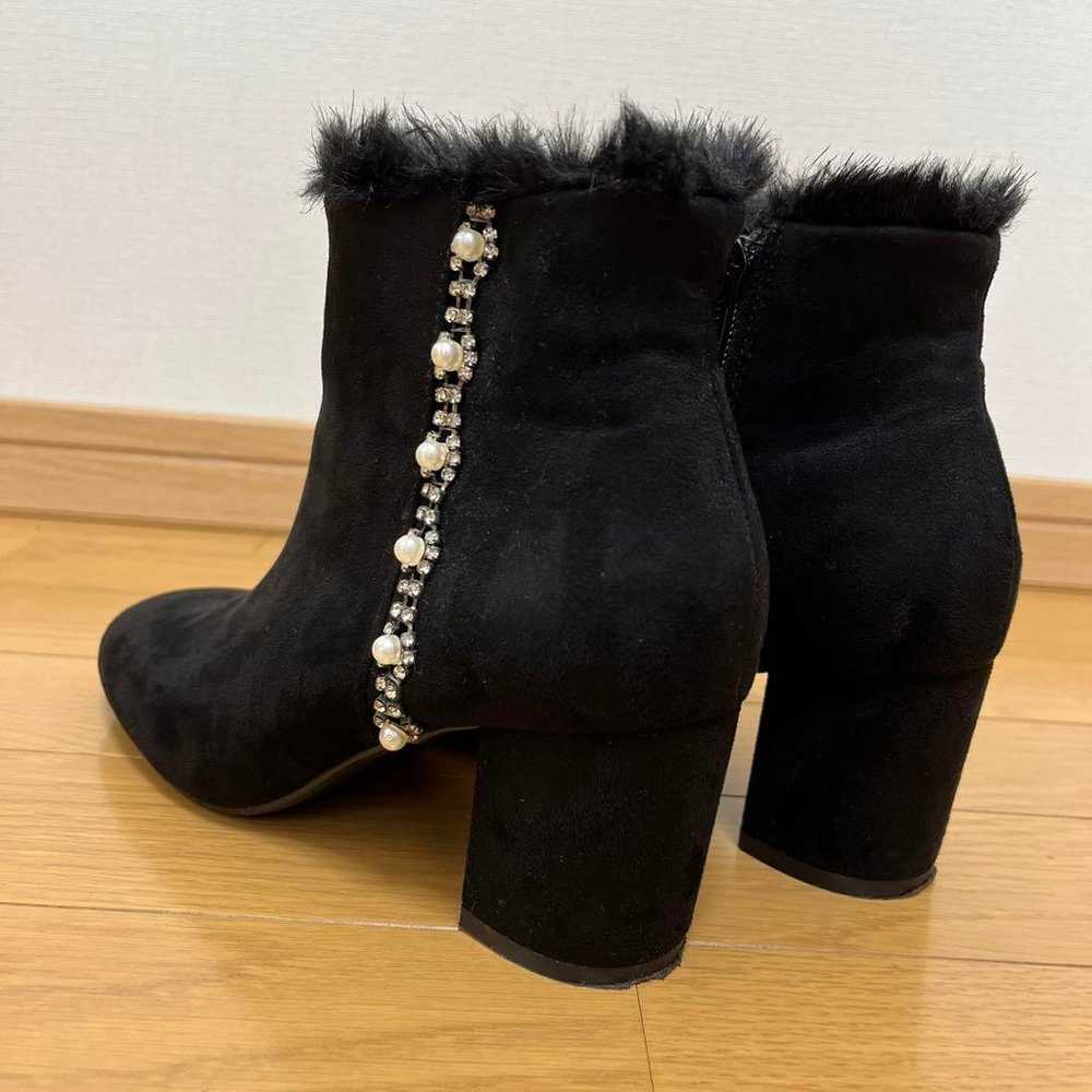 ESPERANZA Black Suede Fur-Trimmed Booties S - image 3