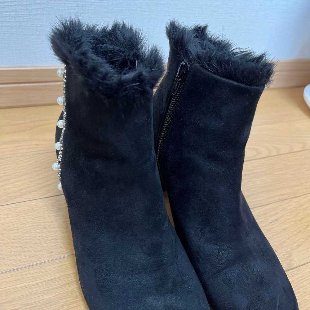 ESPERANZA Black Suede Fur-Trimmed Booties S - image 5