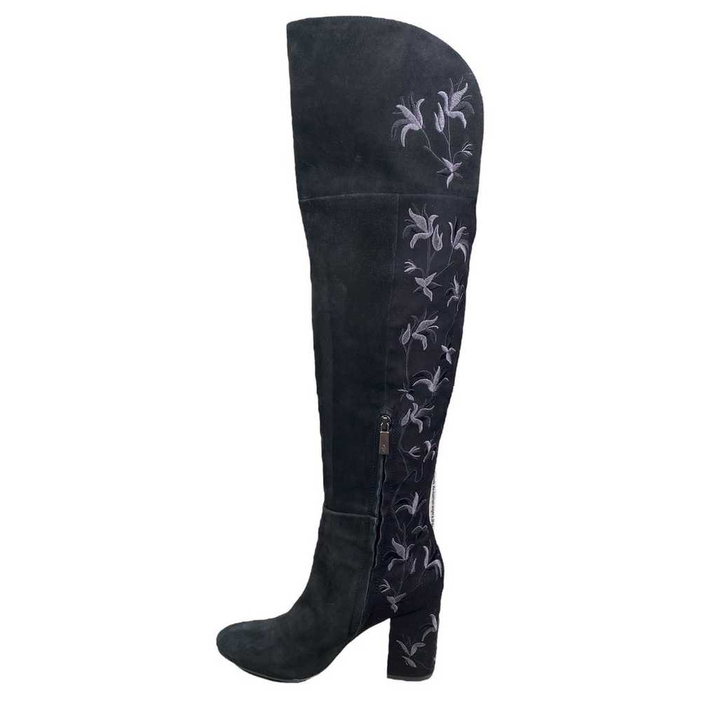 Kenneth Cole NY Claire Black Suede Embroidered Fl… - image 2