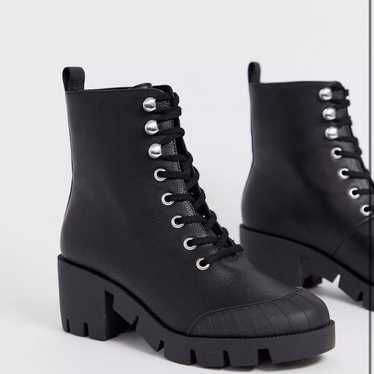 ASOS DESIGN Ripple chunky lace up Combat Boots in… - image 1