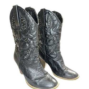 Corkys sage brushed black leather cowgirl boots.