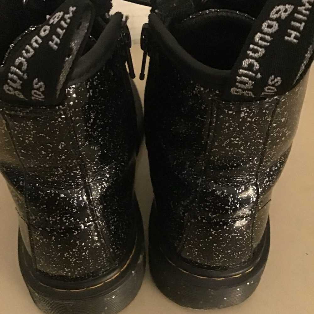 Dr Martens women black leather glitter combat boo… - image 6