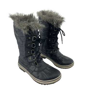 Sorel Women's Black Tall Faux Fur Snow Boots Size… - image 1