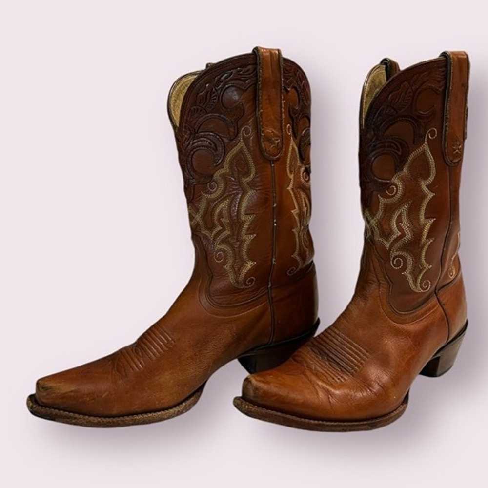 Tony Lama Women's Brown Leather Toe Cowgirl Boots… - image 1