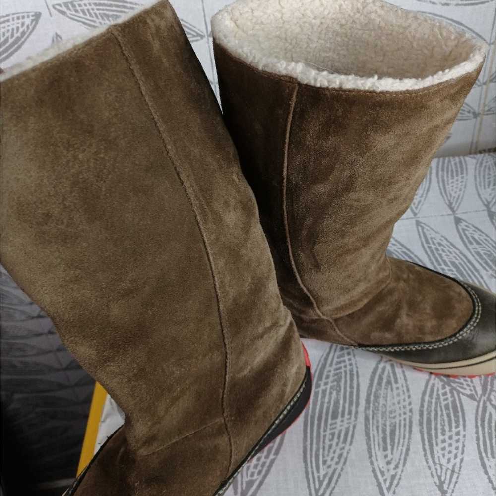 Sorel Mackenzie Pull On Boots Brown Suede Sherpa … - image 10