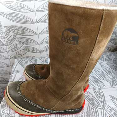 Sorel Mackenzie Pull On Boots Brown Suede Sherpa … - image 1