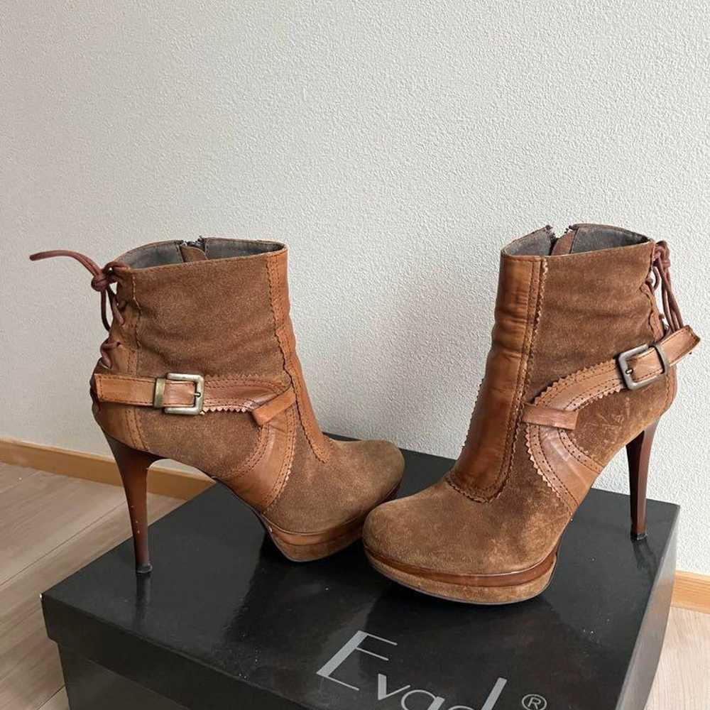 Evado Brown Suede Booties High Heel - image 4