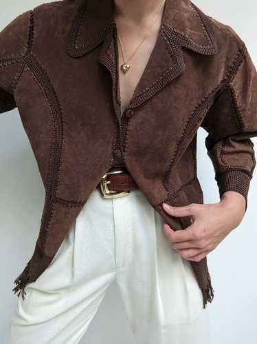 Vintage Cocoa Suede & Knit Jacket