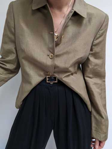 Vintage Olive Silk & Linen Jacket