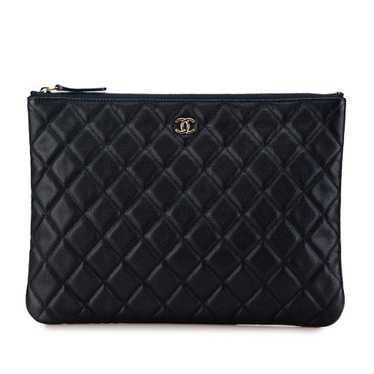 Blue Chanel Medium Quilted Caviar O Case Clutch