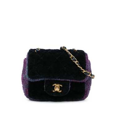 Blue Chanel Mini Square Classic Multicolor Shearli