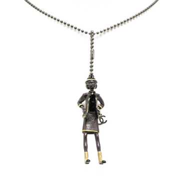 Black Chanel Coco Mademoiselle Enamel Pendant Neck