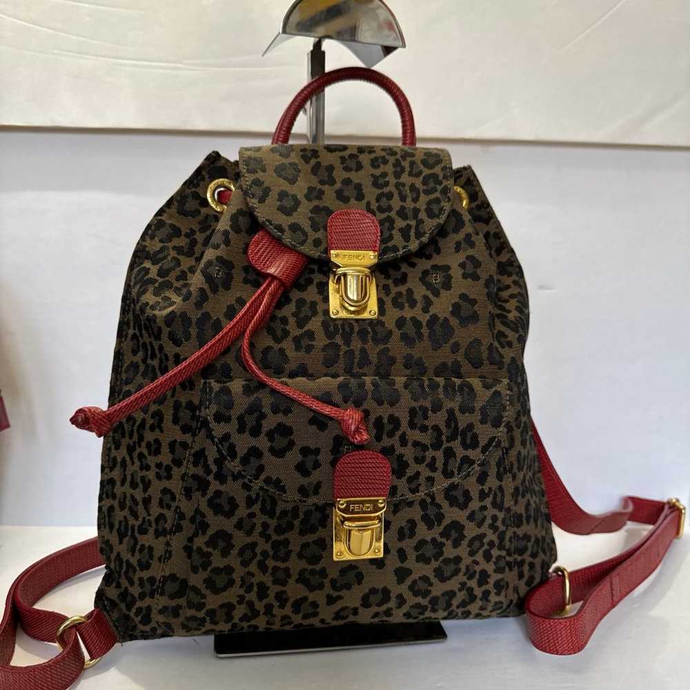 FENDI Vintage Leopard print Canvas Backpack - image 2