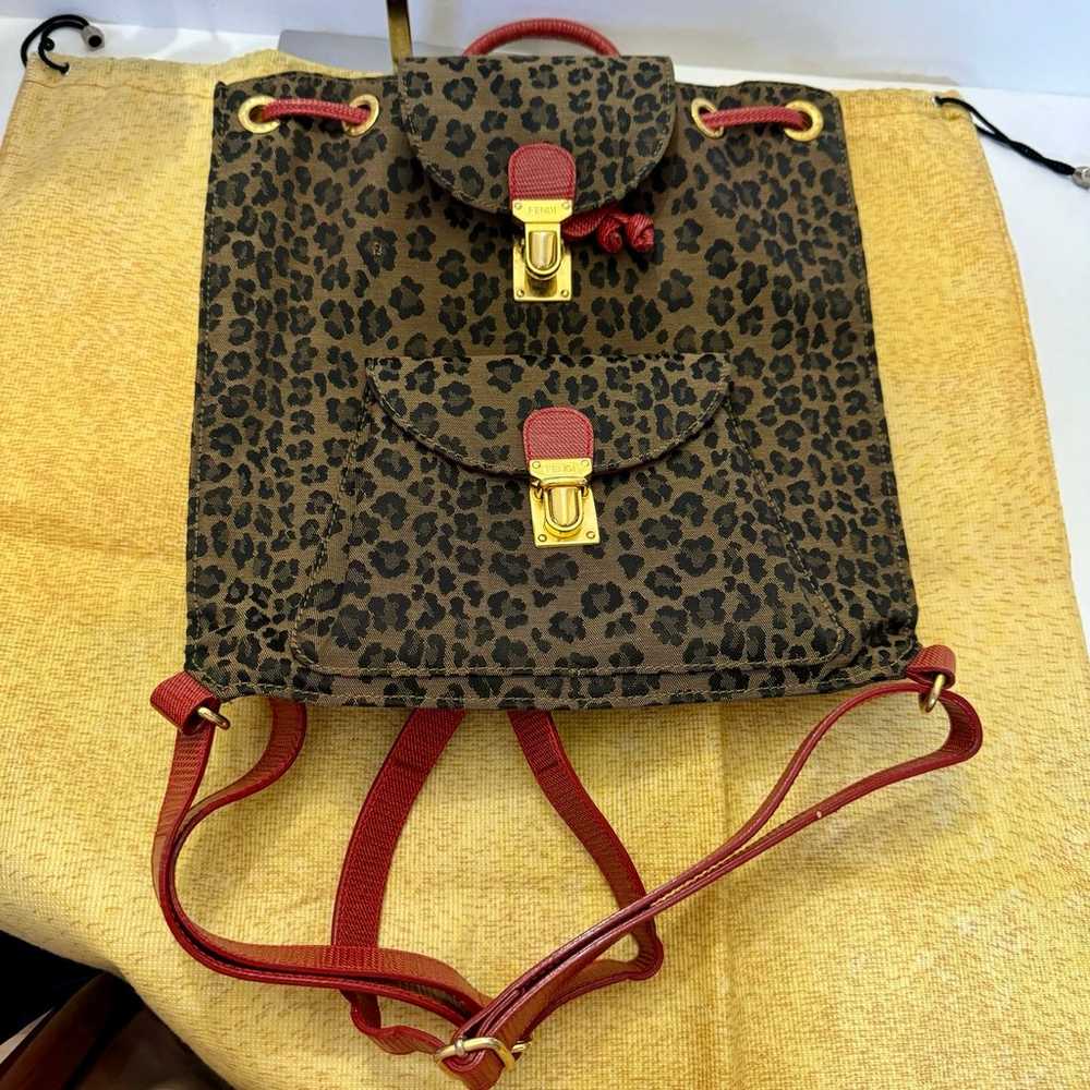 FENDI Vintage Leopard print Canvas Backpack - image 5