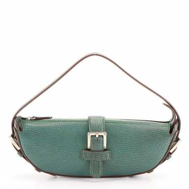 Loewe Mini Baguette Boat Bag in Green Pebbled Leat