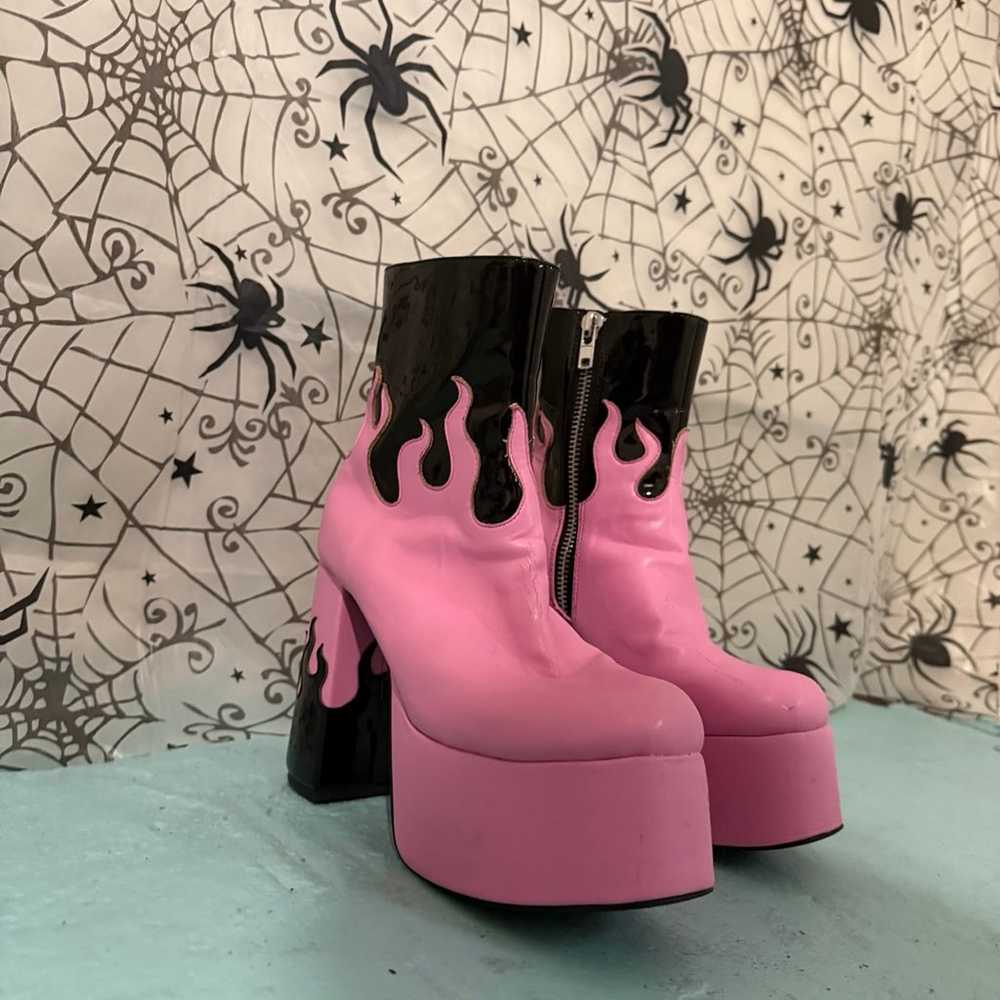 Sugar Thrillz Ring Of Fire Pink Platform Boots - image 1