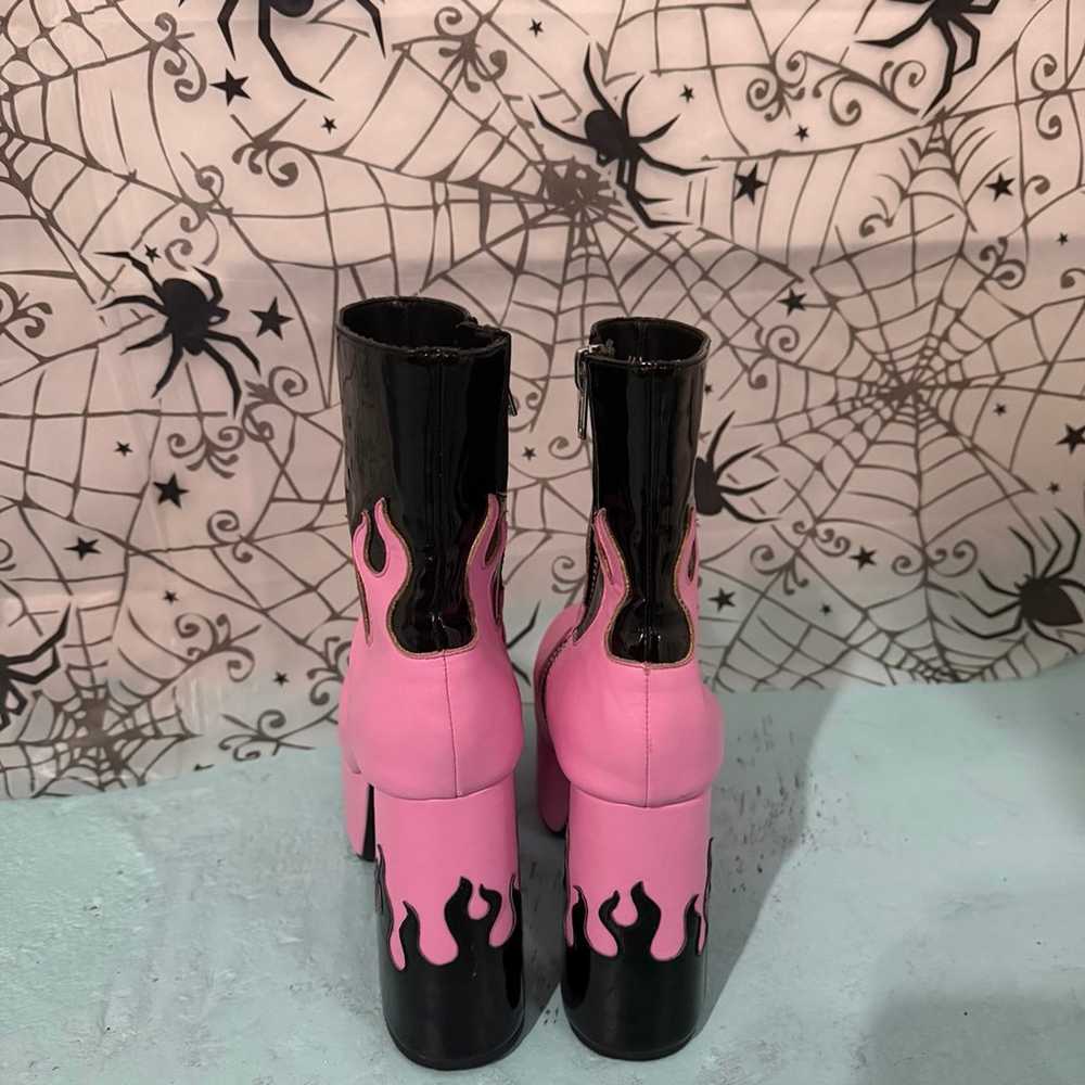 Sugar Thrillz Ring Of Fire Pink Platform Boots - image 3