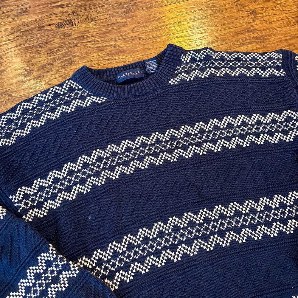 Coloured Cable Knit Sweater Vtg Claybrooke Blue W… - image 2