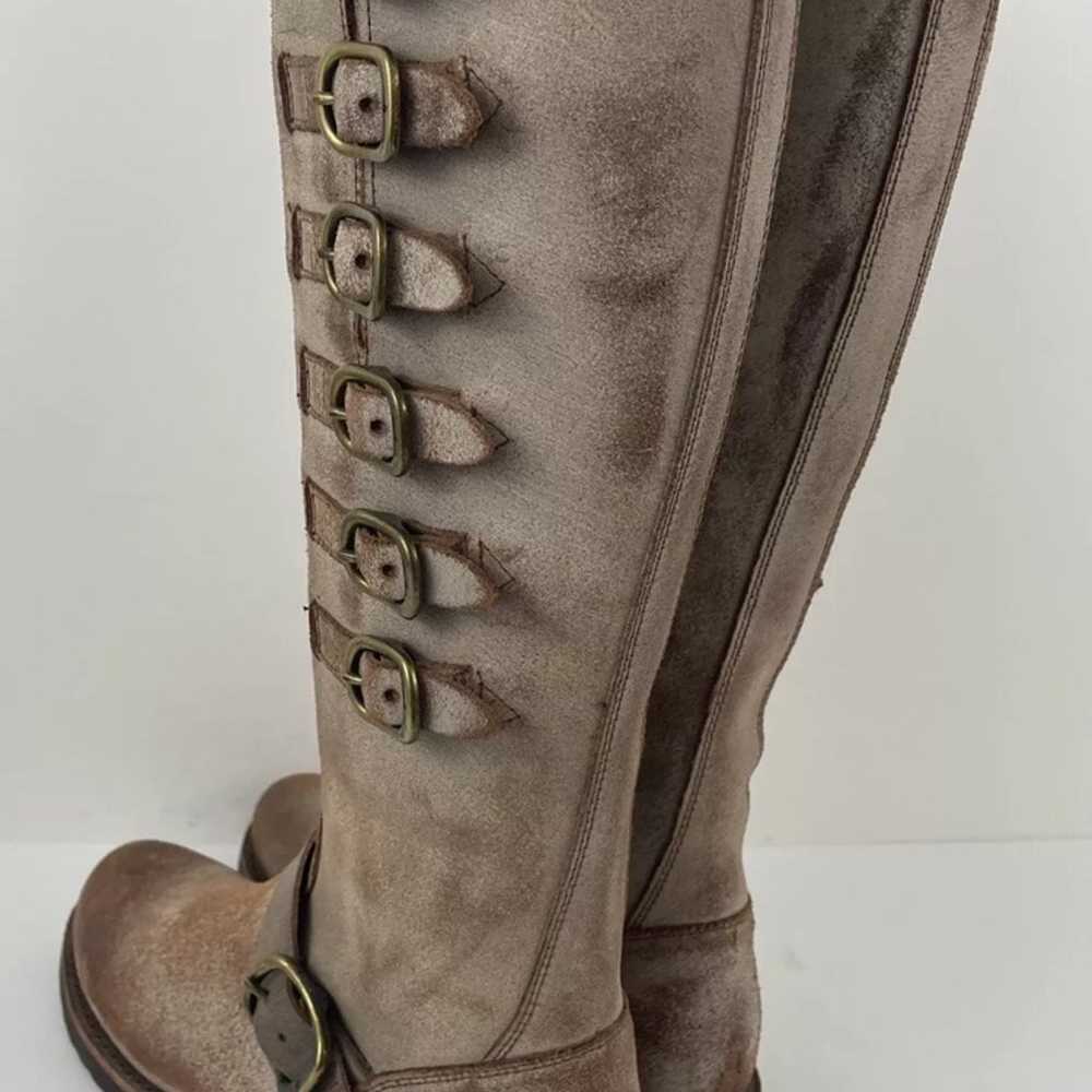 FRYE Veronica Belted Distressed Boots Tall Brown … - image 3