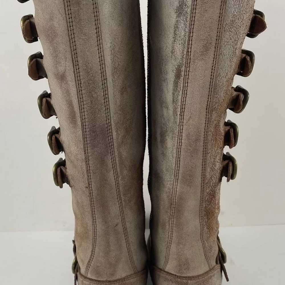 FRYE Veronica Belted Distressed Boots Tall Brown … - image 4