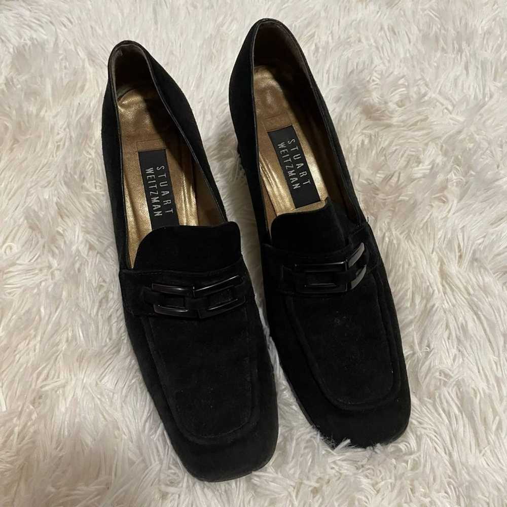 Stuart Weitzman Black Buckle Heeled Loafers - image 2