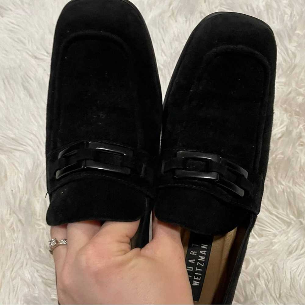 Stuart Weitzman Black Buckle Heeled Loafers - image 3