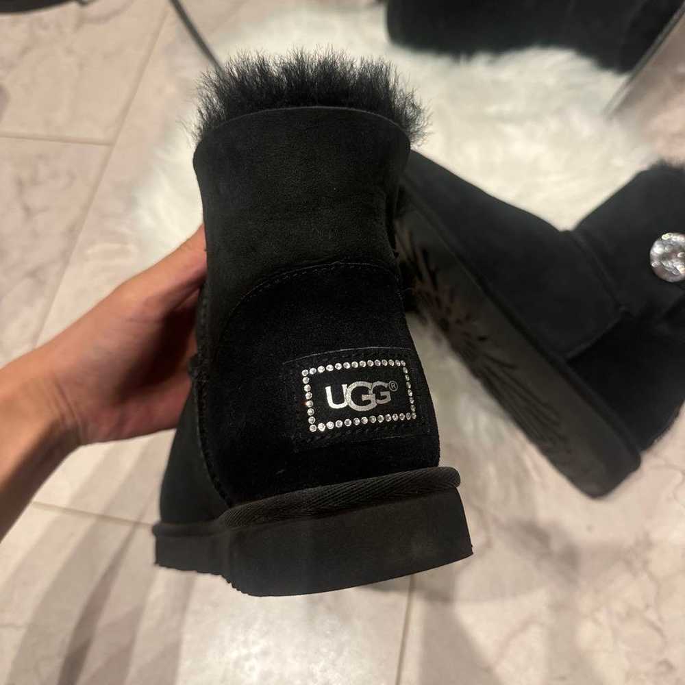 UGG Sheepskin Boots Black with Swarovski-style Bu… - image 2