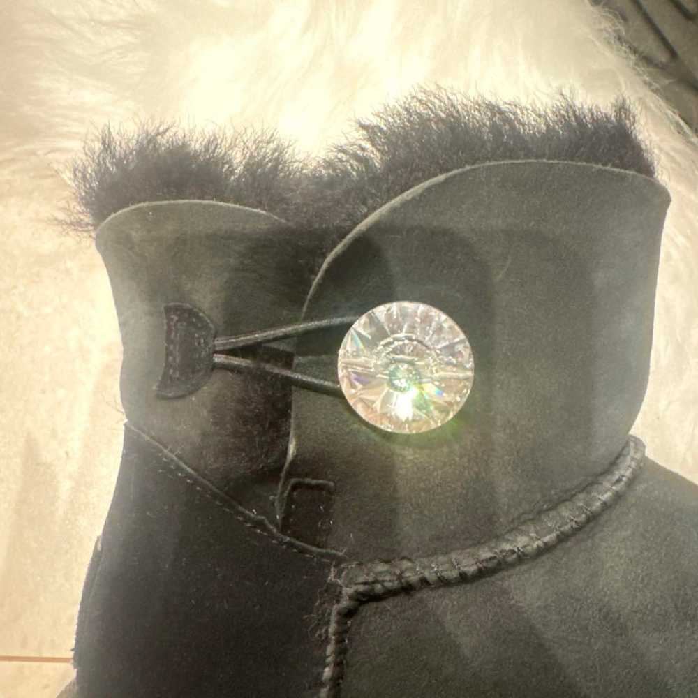 UGG Sheepskin Boots Black with Swarovski-style Bu… - image 3