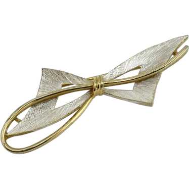 Vintage JJ Jonette Bow Brooch Pin - image 1