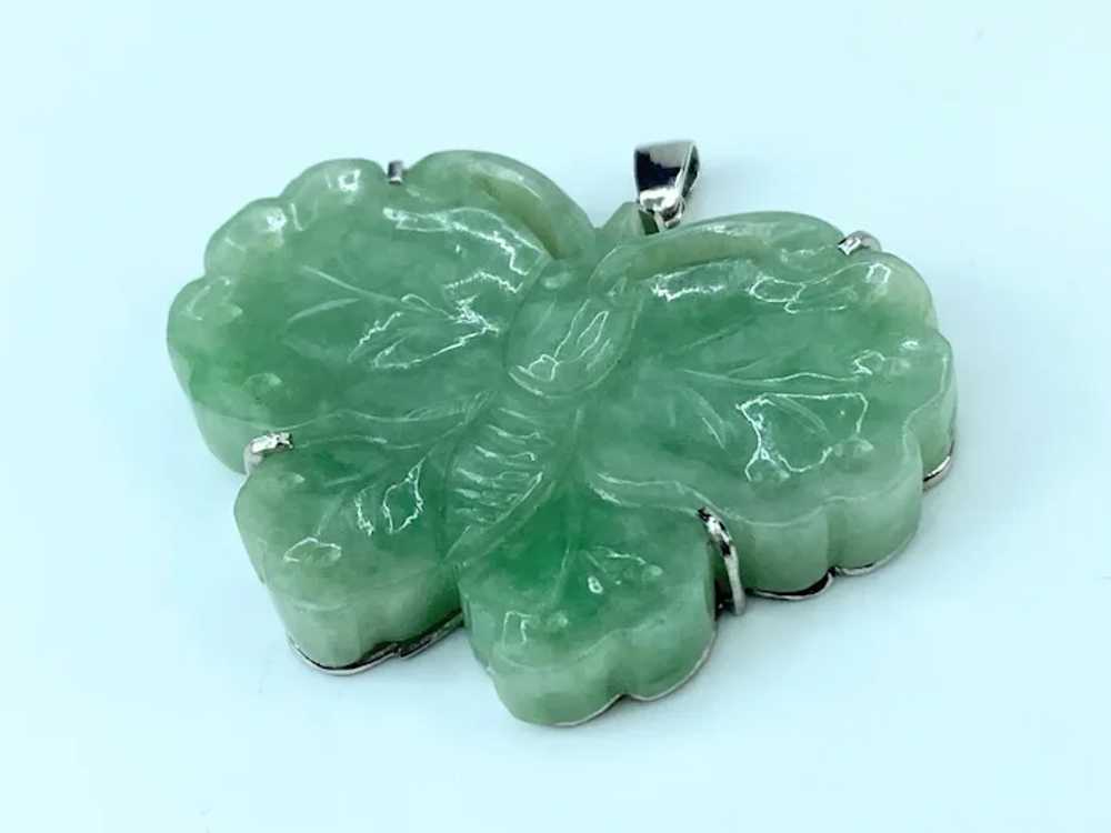 Platinum 900 natural Jadeite Butterfly motif pend… - image 3