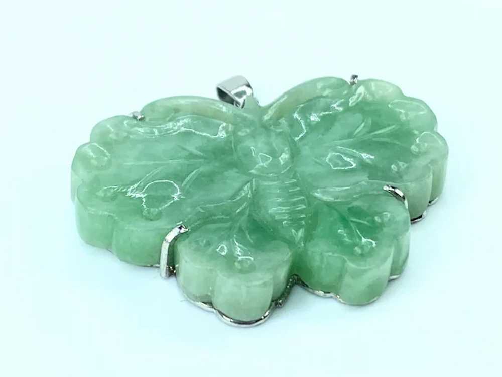 Platinum 900 natural Jadeite Butterfly motif pend… - image 4