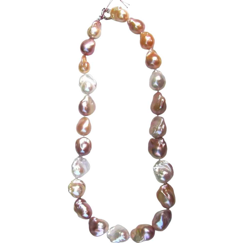 Chunky Baroque 'Fireball' Freshwater Pearl Neckla… - image 1