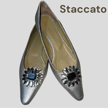 Staccato silver textured look with point toed gla… - image 1