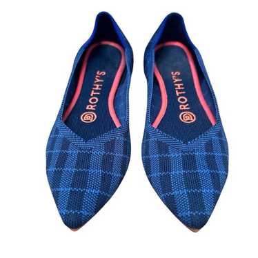 ROTHYS women’s indigo blue plaid gingham point fla