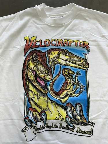 Vintage Vintage Velociraptor Dinosaur Tshirt