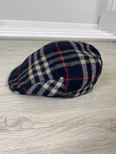 Vintage Burberry's Plaid Embroidered Logo Golf Flat Cap Blue Size Medium AY292 top