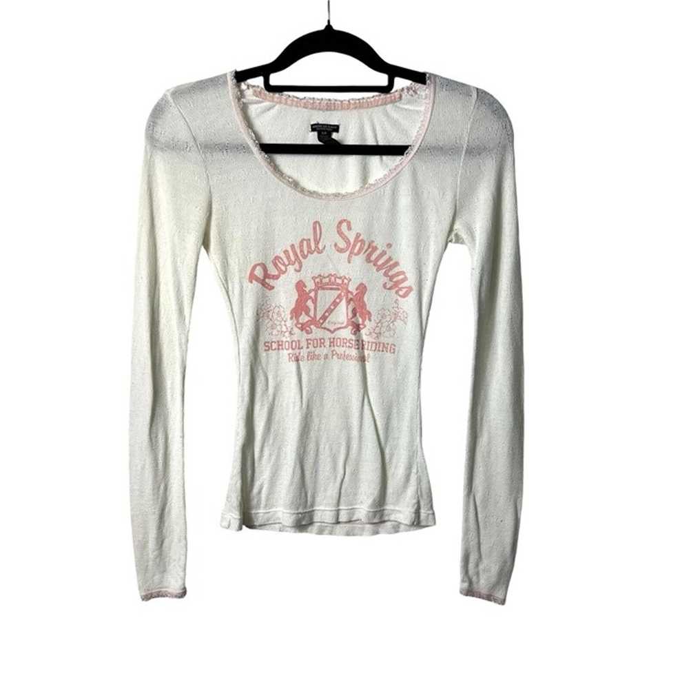 Vintage American Eagle Long Sleeve White Top Wome… - image 1