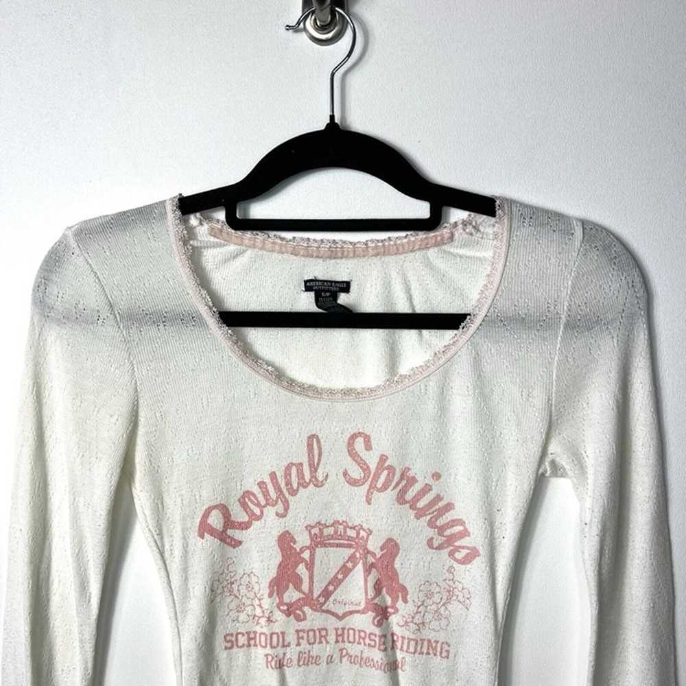 Vintage American Eagle Long Sleeve White Top Wome… - image 3