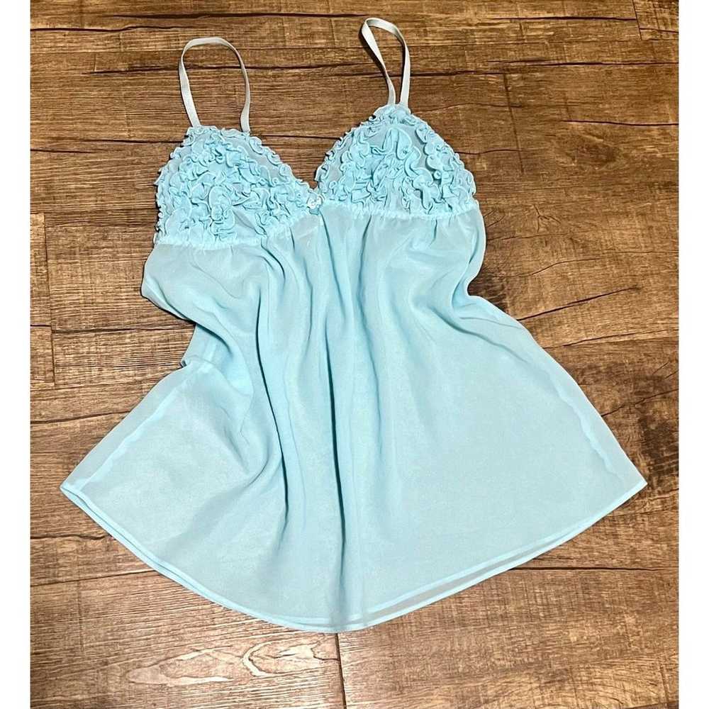 Baby blue turquoise chiffon coquette lingerie top - image 1