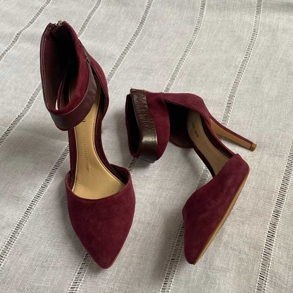 Gianni Bini Burgundy stilettos with edgy ankle wr… - image 1