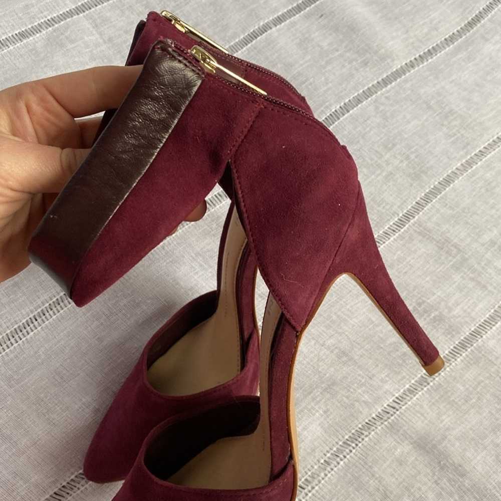 Gianni Bini Burgundy stilettos with edgy ankle wr… - image 3