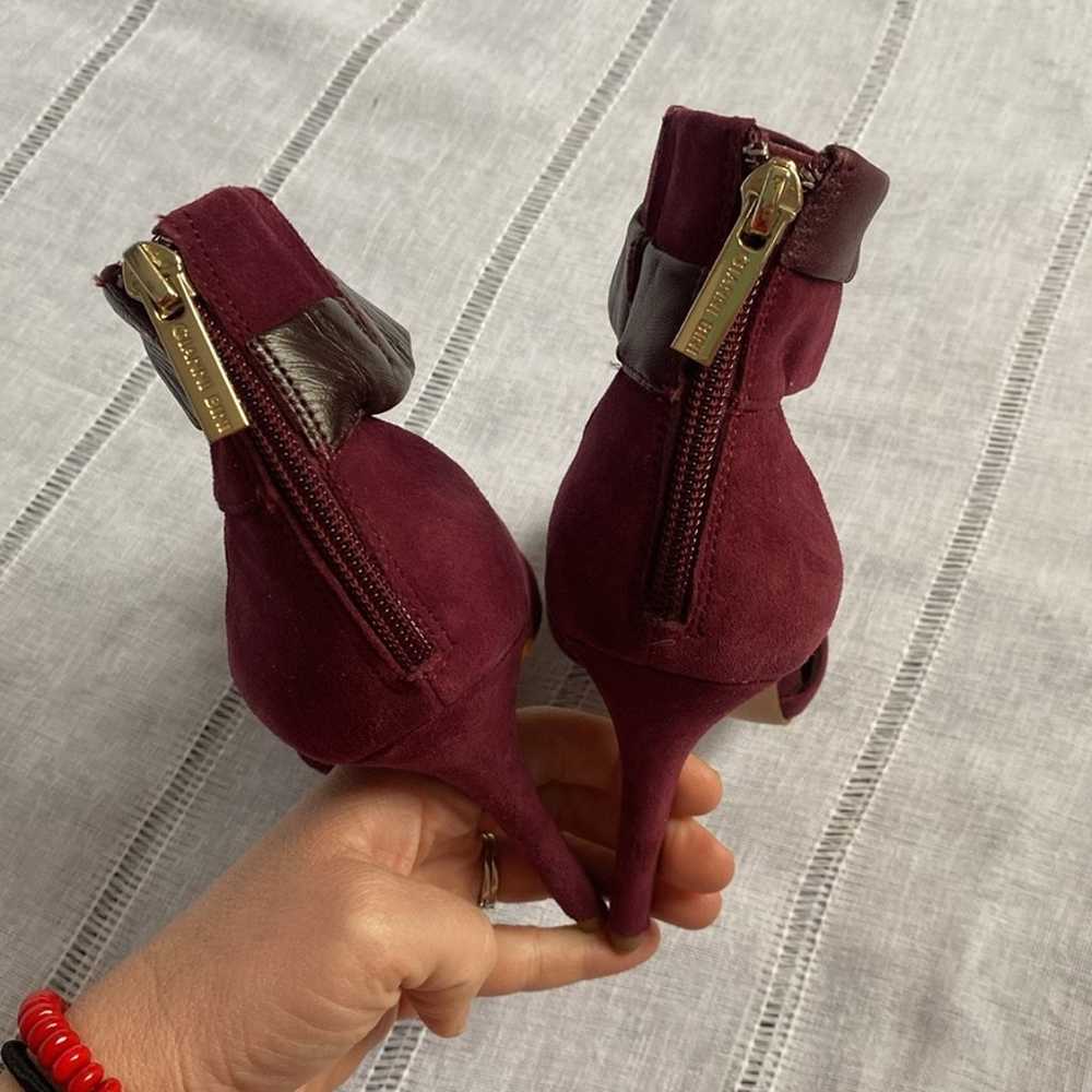 Gianni Bini Burgundy stilettos with edgy ankle wr… - image 4