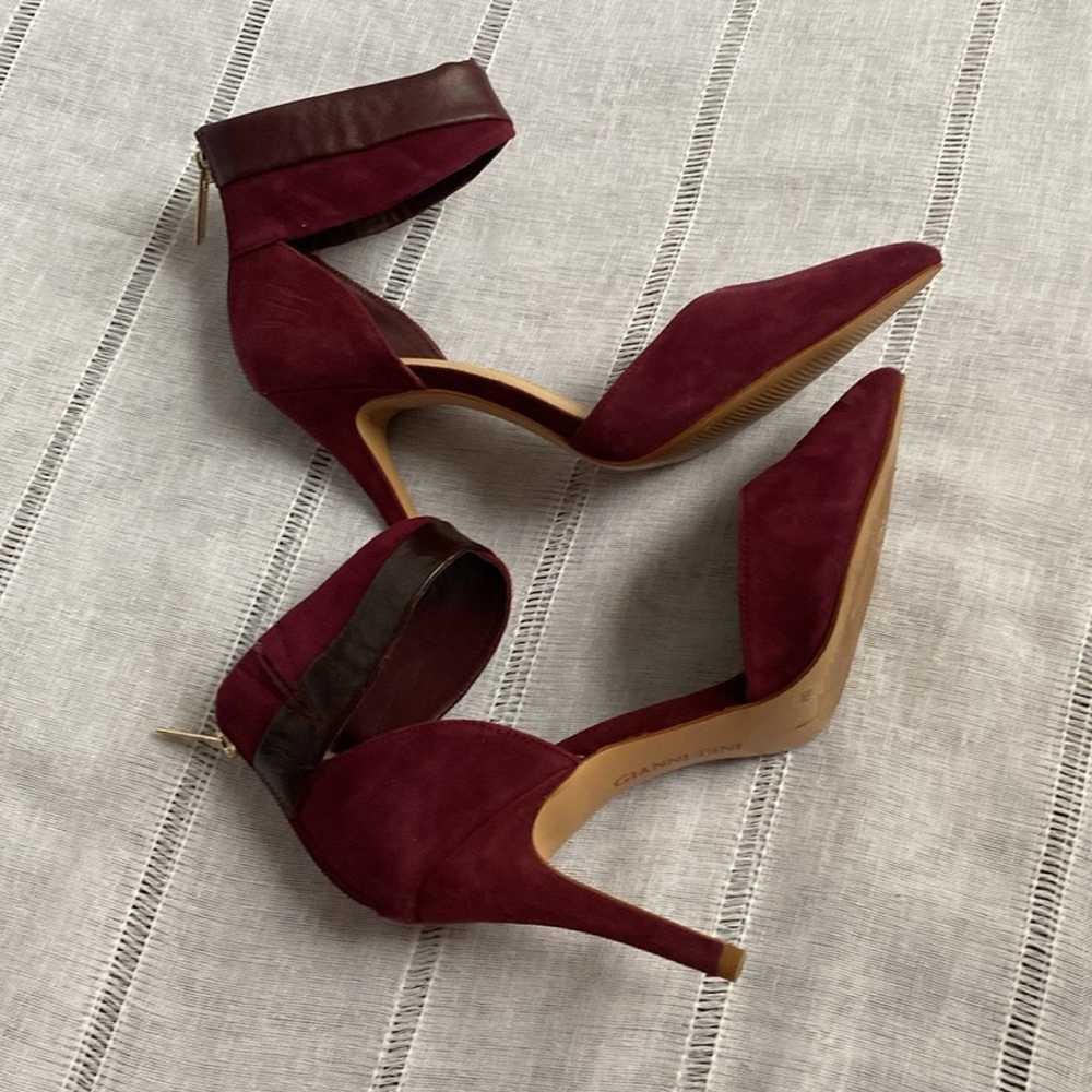 Gianni Bini Burgundy stilettos with edgy ankle wr… - image 7