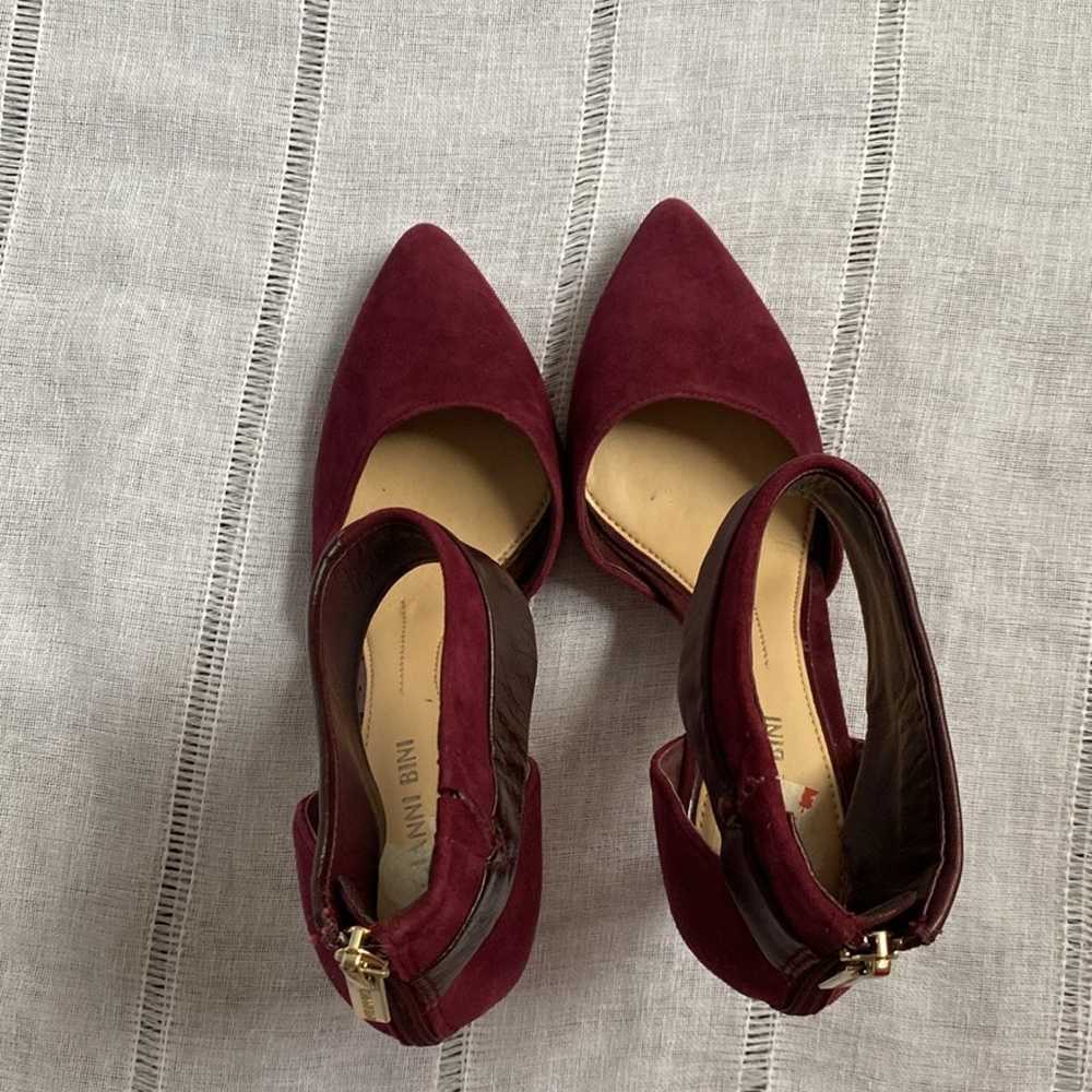 Gianni Bini Burgundy stilettos with edgy ankle wr… - image 9