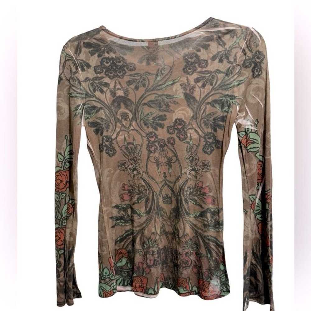 Vintage Guess Tattoo Graphic Long Sleeve Top Wome… - image 2