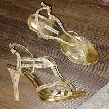 Caparros Women Gold shops Sequin Metallic Heels