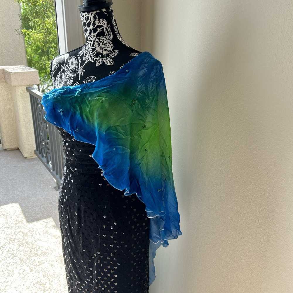 Black and blue tie-dye maxi dress with sequin det… - image 1