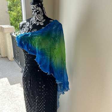 Black and blue tie-dye maxi dress with sequin det… - image 1