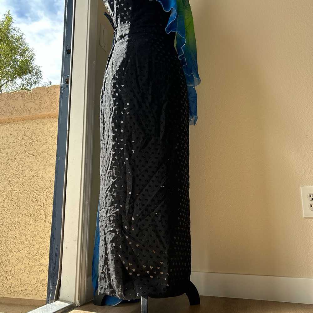 Black and blue tie-dye maxi dress with sequin det… - image 3