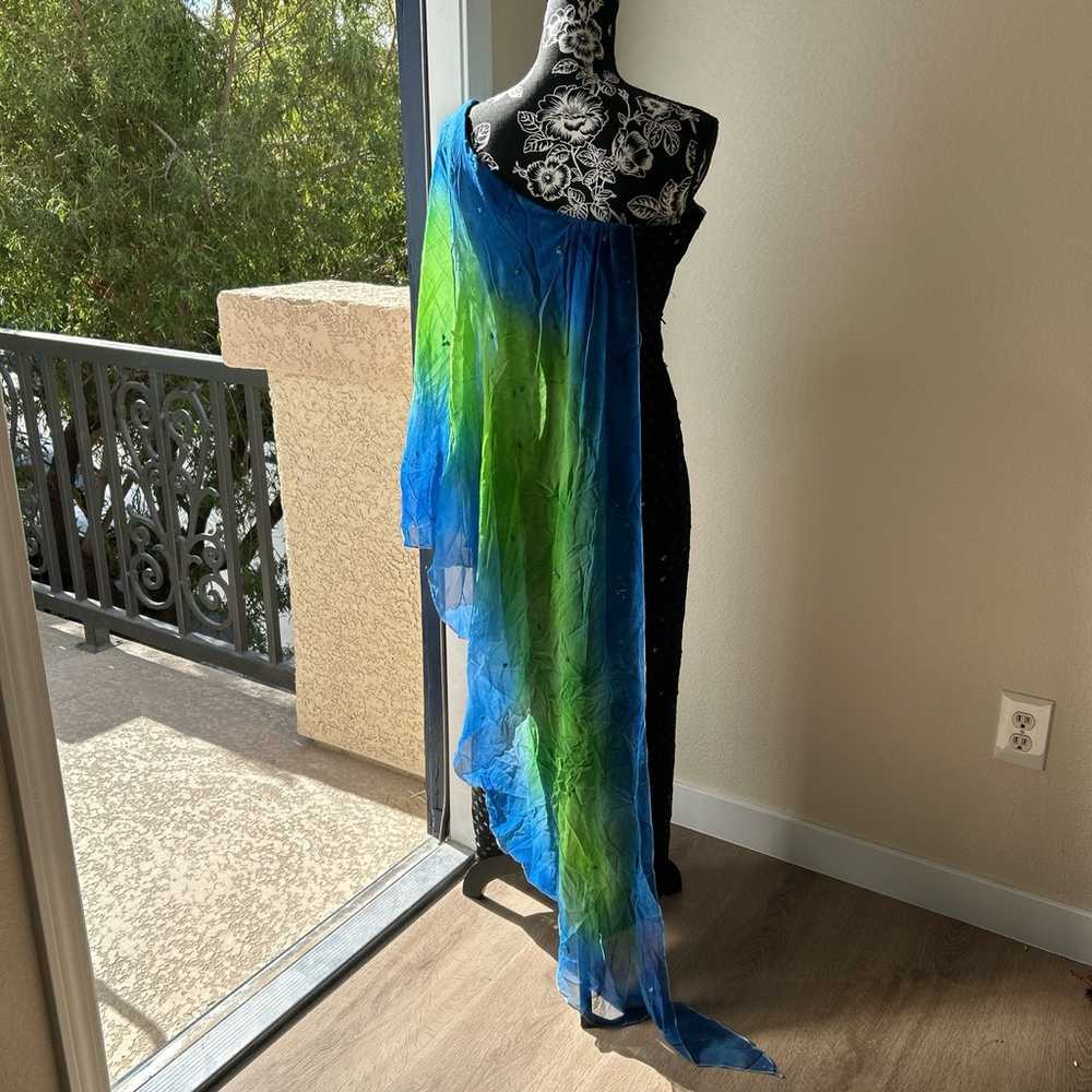 Black and blue tie-dye maxi dress with sequin det… - image 4